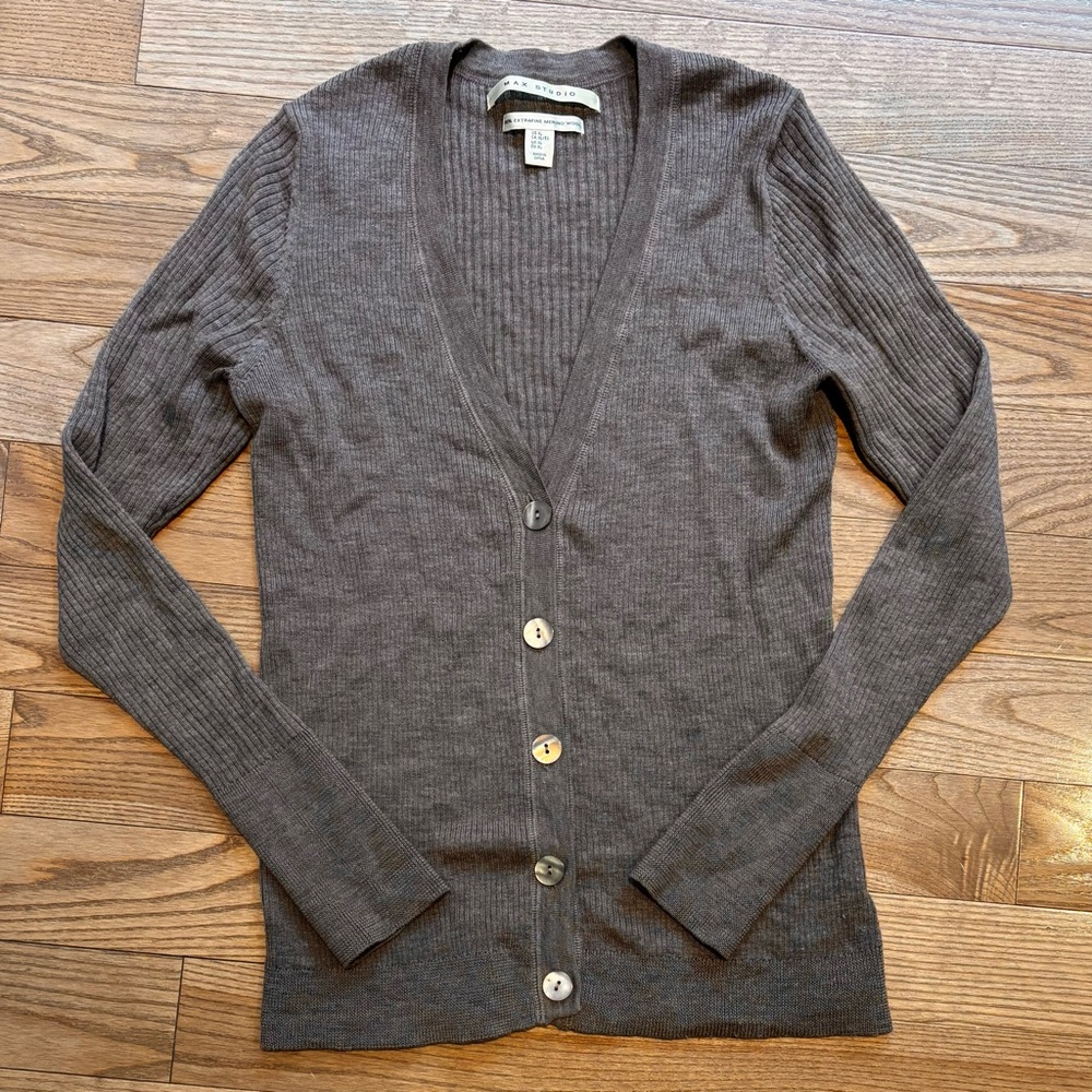 Max Studio Dark Brown Cardigan Sweater